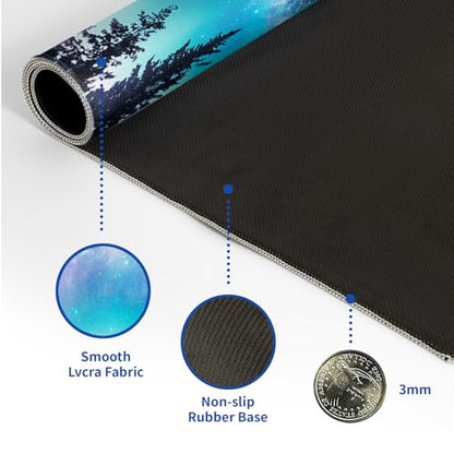 Tree Mouse Pad Abstract Starry Sky Mouse Pad 31.5x11.8 Inch Japanese Texture Non-Slip Rubber Base Large Mousepad Stitched Edges Keyboard Mouse Mat Desk Pad for Office and Home - color: Moon