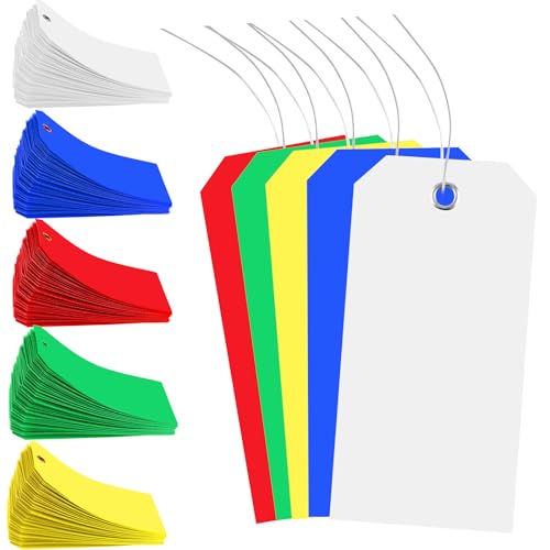 500 Plastic Shipping Tags with Wire - Waterproof Heavy Duty Labels with String Wires - Colorful, 4 3/4 x 2 3/8 - color: Colorful, size: 4 3/4 x 2 3/8