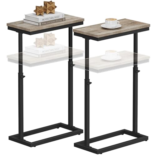 TUTOTAK End Table, Side Table, Tall Couch Table, Sofa Table, Living Room, Bed Room, Greige TB01BG0832 - color: Greige, size: 2 Pack, style: Ordinary