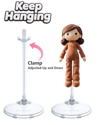 12 Pcs Adjustable Doll Stands - Transparent & Lightweight Display Rack for Dolls, Action Figures & Monsters