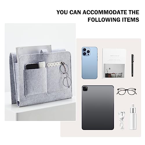 YOUDENOVA Bedside Caddy, Bedside Organizer for Dorm Room, Bunk Bed, Light Grey - color: Light Grey