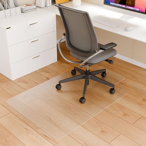 Office Chair Mat for Hard Floors, 30" x 48" Hardwood Transparent Protector for Desk Rolling Chairs, Clear Chair Mat for Home Office (with Lip) - color: Clear, size: 30'' x 48'' with Lip