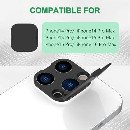 Camera Lens Cover Compatible for Phone 16 Pro/16 Pro Max/15 Pro/15 Pro Max/14 Pro/ 14 Pro Max Privacy and Security Protector, Strong Adhesive, Black (2 Pack)