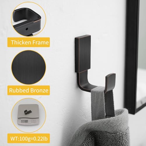 BESy Brass Clothes Hook Single Towel Hook for Bathroom Kitchen Garage Square Style Robe Hooks Coat and Hat Hook, Wall Mounted with Screws, Oil Rubbed Bronze - color: Oil Rubbed Bronze, size: 1 Pack