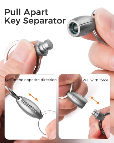 FEGVE Titanium Quick Release Swivel Keychain, Pull Apart Detachable Keychain Heavy Duty Car Key Holder with Key Rings - color: Matte 3 Pack