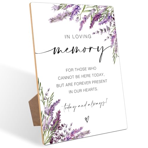 In Loving Memory Wedding Sign, Lavender Memorial Table Sign, Bridal Shower Decorations, Engagement Party Decor, Purple Floral Wooden Signs with Stand for Wedding Reception And Bridal Party Decor - 42 - color: In Loving42