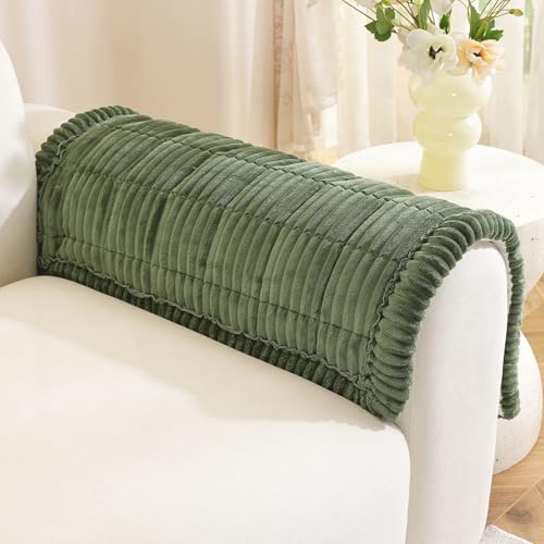 Royhom Couch Arm Covers, Arm Rest Covers for Sofa Set of 2, Thick Arm Chair Covers, Headrest Backrest Protector for Pets Recliner Loveseat Leather Cushion L Shaped Sofa (Green, 20 x 24 Inch, 2 Pieces) - color: Green, size: 20 X 24 Inch/2 Pieces