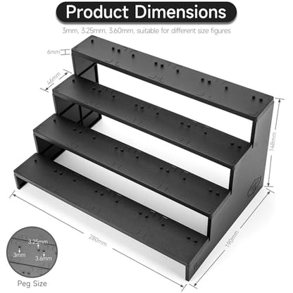 6 inch Acrylic Riser Display Shelf,Clear Action Figures Stands With PEG,4 Tier Toy Collectibles Organizer Compatible with 1/12 Scale Action Figure Toy (Only Fit For 6 inch SW Black Series Figure Toy-Black) - color: Only Fit For 6 inch SW Black Series Figu