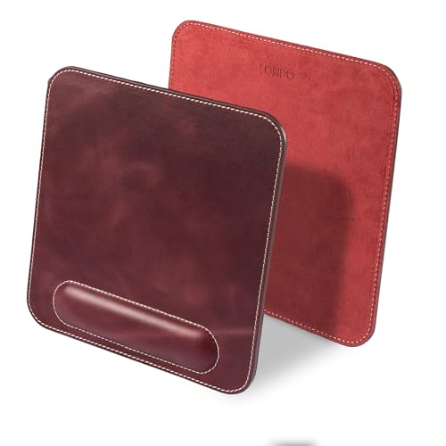 Londo Top Grain Leather Mouse Pad with Wrist Rest – Ergonomic Support, Non-Slip Base, Smooth Surface - color: Purple