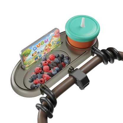 Mamazing 3 in 1 Universal Stroller Snack Tray with Cup & Phone Holder | Stroller Accessory Fits UPPAbaby Vista/Cruz, Nuna TRVL, Ultra Air, Air Lux & More Folds with Stroller for Easy Travel