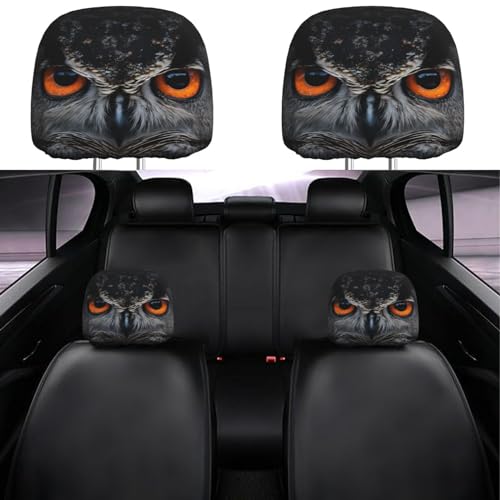 Dujiea 2 Pack Owl Car Headrest Covers, Universal Soft Car Seat Head Rest Cover Protector, Vehicle Accessories Fabric Headrest Cover for Cars Vans Trucks - color: Owl