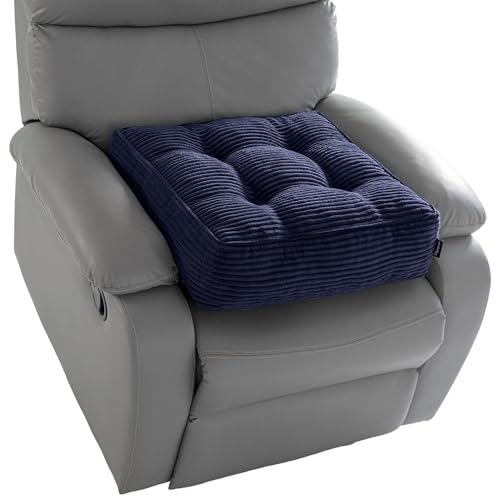HIGOGOGO Tufted Corduroy Recliner Seat Cushion for Elderly, 20x20x6 Inch Extra Large Square Seat Cushion for Recliner Chair, Floor Pillow, Office Chair, Car, No Pressure on Thighs, Navy - color: Navy, size: 20x20x6