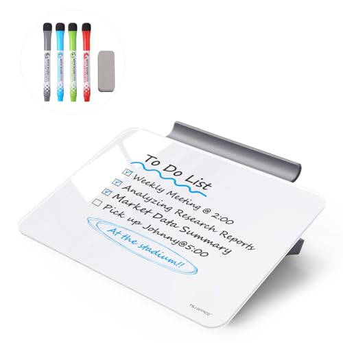 TSJ OFFICE Small Desktop Whiteboard - Glass Dry Erase Board 8 X 6 Inches Tabletop Easel Whiteboard with Stand, Desk Board Buddy for Artist, Teacher and Student - color: 8 X 6 Inches - White