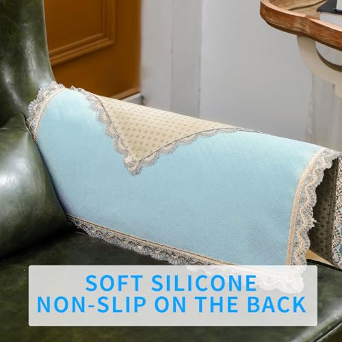 MINJIATEX Couch arm Covers,Non-Slip lace Sofa arm Covers Set of 2 Washable Sofa armrests Cover for Living Room Recliner Chair arm Cover Protectors for Leather armrest (YC-Baby Blue) - color: Yc-baby Blue