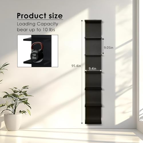 7 Tier Wall Shelves with RGB, Lack Wall Shelf Unit, Vertical Shelf with Remonte Control,Black Shelves - color: Rgb-black