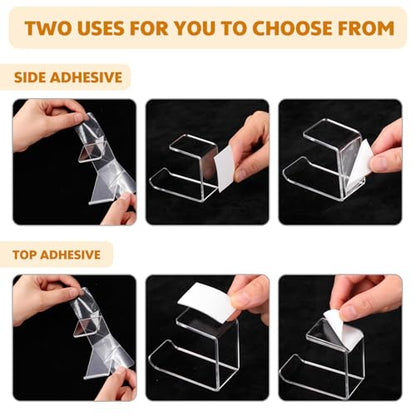 Weysat Under Desk Headphone Hook Hanger Purse Hook for Table with Adhesive Tape Acrylic Hanger Under Desk Mount for Most Headphone Purse Umbrellas(Clear,6 Pcs) - color: Clear