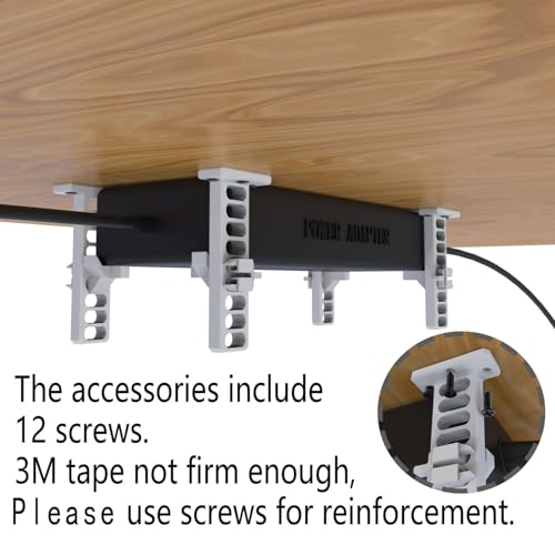 Universal Under Desk Mount for Power Brick Holder Docking Station Mount Power Strip (Black) - color: Black