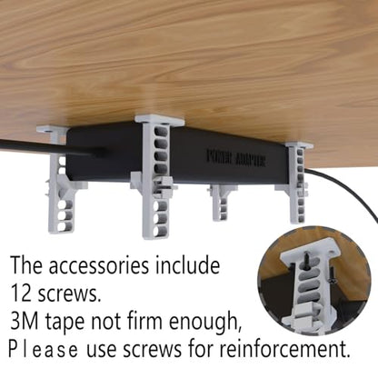 Universal Under Desk Mount for Power Brick Holder Docking Station Mount Power Strip (Black) - color: Black