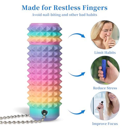 Little Ouchies Pain Stim Fidget Toy, 3D Printed Pocket Spiky Keychain with Clicker Button Spinner Sensory Toys for Anxiety Focus & Stress Reduction Novelty Gifts(Rotate Rainbow2) - color: Rotate Rainbow2
