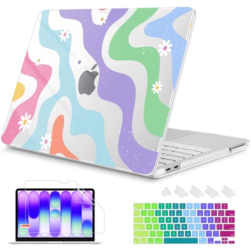 Mektron Case for 2026 MacBook Neo 13-inch A18 Pro chip A3404 Laptop Cover with 13-inch (Diagonal) Liquid Retina Display+ Keyboard Cover+ Screen Protector, Colorful Wave - color: Colorful Wave