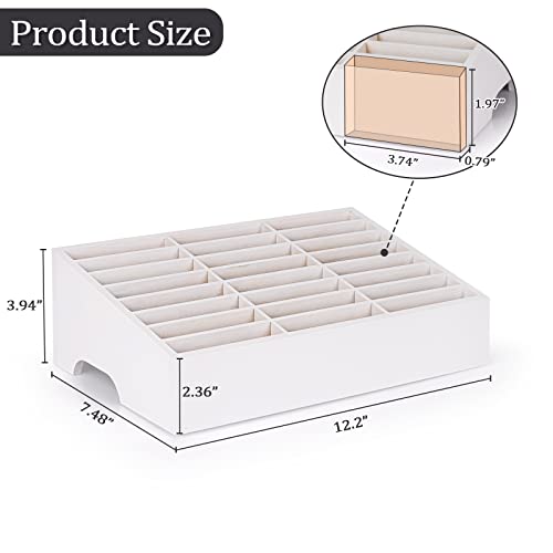 24-Grid Wooden Cell Phone Holder Desktop Organizer Storage Box for Classroom Office (White 24-Grid) - size: White 24-Grid