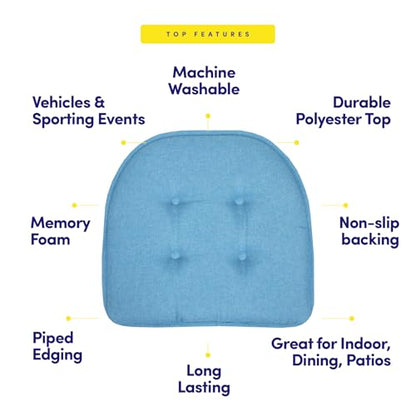 Sweet Home Collection Chair Cushion Memory Foam Pads Tufted Slip Non Skid Rubber Back U-Shaped 17" x 16" Seat Cover, Turquoise 4 Count - color: Turquoise, size: 4 Pack, style: Foam Pads