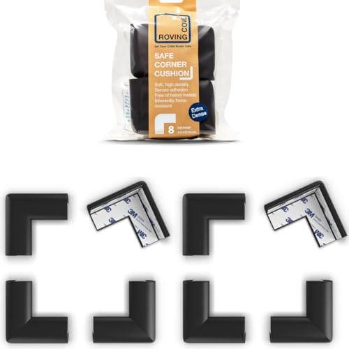Roving Cove Slimfit Corner Protector for Baby Proofing (8 Small Corners), Soft Rubber Foam Furniture Corner Bumper Guards, 3M Adhesive Pre-Taped, Onyx Black - color: Onyx Black, size: Small 8 Count (Pack of 1)