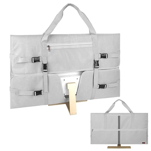32 Inch Monitor Carrying Case, Travel Protective Bag for LCD Screens with Padded Velvet Lining, Waterproof & Shockproof Design-Light Gray - color: Light Gray