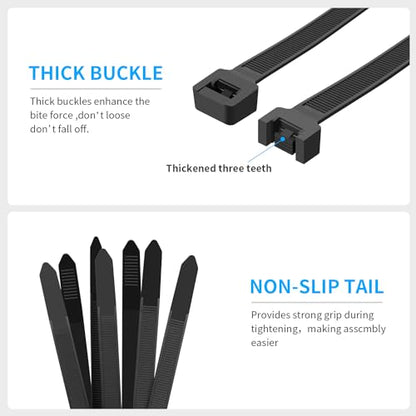 3000 Pack 4 Inch Black Zip Ties, 18 LBS Cable Ties, UV Resistant Nylon Wire Ties, Self-Locking Plastic Straps for Indoor & Outdoor Use - size: 18LBS-4inch-3000pcs