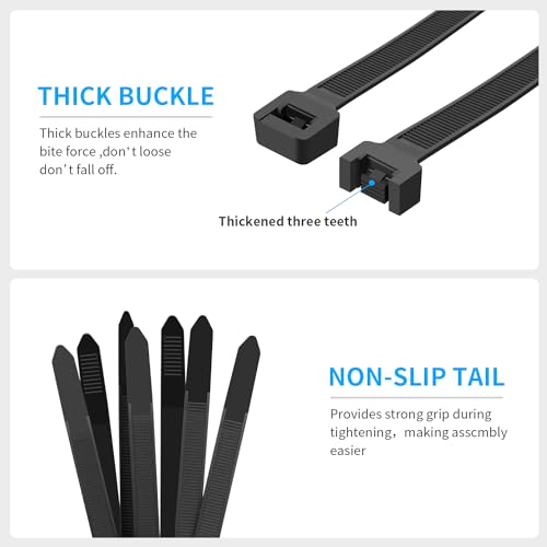 3000 Pack 4 Inch Black Zip Ties, 60 LBS Heavy Duty Cable Ties, UV Resistant Nylon Wire Ties, Self-Locking Plastic Straps for Indoor & Outdoor Use - size: 60LBS-4inch-3000pcs
