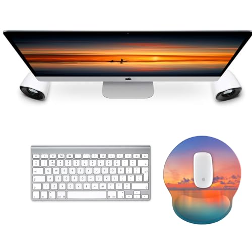 eulps Mouse Pad with Wrist Rest, Comfortable Computer Mousepad with Gel Wrist Support Smooth Surface and Non-Slip PU Base for Pain Relief, Laptop, Office & Home (Oceanic Sunset) - color: Oceanic Sunset