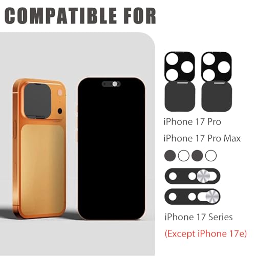 Front Camera Cover Compatible for iPhone 17 Pro /17 Pro Max with Rear Lens Cover,Protect Privacy and Security But Not Affect Facial Recognition(2Pack)-2025 Updated Version-Silver - size: 17 Pro Max/17Pro-Silver