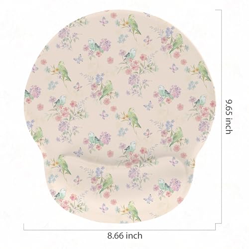 RICHEN Ergonomic Mouse Pad with Wrist Support,Non-Slip Rubber Base for Computer Laptop & Mac,Lightweight Rest for Home,Office & Travel (Pink Flowers Birds) - color: Pink Flowers Birds