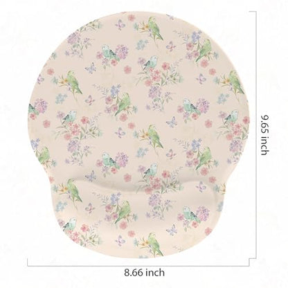 RICHEN Ergonomic Mouse Pad with Wrist Support,Non-Slip Rubber Base for Computer Laptop & Mac,Lightweight Rest for Home,Office & Travel (Pink Flowers Birds) - color: Pink Flowers Birds
