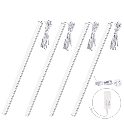 12" V-Shape Diffused LED Strip Light Bars Kit,Aluminum Channel Lights with Touch Sensor for Under Cabinet,Gun Safe,Closet,Under Counter,Book Shelf,Display Showcase,6000K White,4Pack - color: 6000K Pure White, size: 4Pcak x 12IN with Wired Control