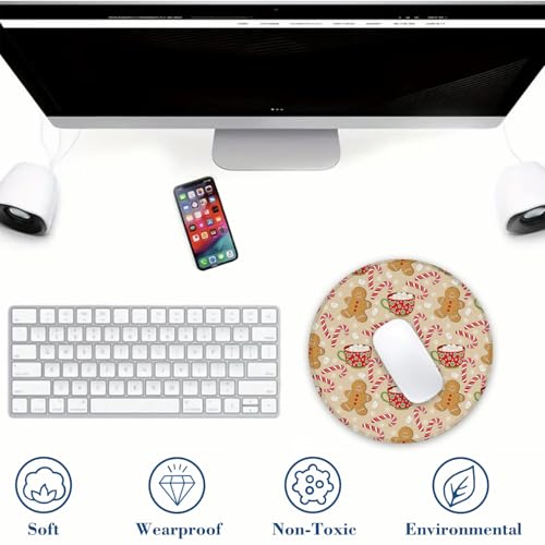 Merry Chrismas Mouse Pad Round Mouse Mat, Non-Slip Rubber Base Mousepad with Stitched Edge for Wireless Computer Laptop Office Desk Accessories 8 x 8 Inches - color: Merry Xmas 03