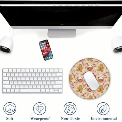 Merry Chrismas Mouse Pad Round Mouse Mat, Non-Slip Rubber Base Mousepad with Stitched Edge for Wireless Computer Laptop Office Desk Accessories 8 x 8 Inches - color: Merry Xmas 03