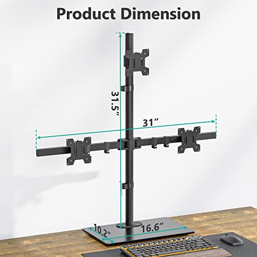 WALI Triple Monitor Stand, Height Adjustable Free-Standing Monitor Desk Mount, fits 3 Computer Screens up to 27 Inch, Holds up to 22lbs per Arm (GMF003) - size: Triple, style: Glass Free Stand