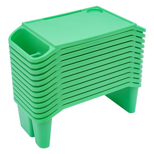 12 Pcs Kids Lap Desk Tray, Kindergarten Children's Tray with Side Pockets, Portable Lap Bed Table, Student Lap Desk, Plastic Breakfast Laptop Trays for Writing Eating Game Classroom Snacks Boy Girl