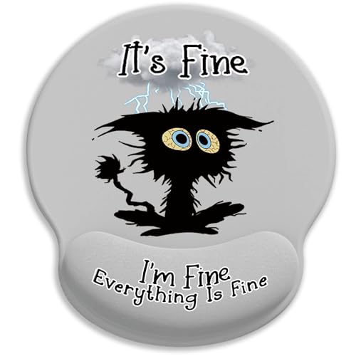Blusabaca Cat Ergonomic Mouse Pad with Wrist Rest Gaming Mousepad Funny | Wrist Support Pain Relief, Cute, Office Desk Accessories, Work, Home, Non-Slip PU Base, for Wireless Mouse Computer Laptop - color: Black Cat