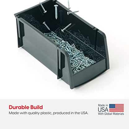 IRIS USA Small Stackable Storage Bins, 12-Pack, 7.5 x 4.5 x 3 inch, |Made in USA|, Plastic Open Front Shelf Bin for Organizing Parts, Hardware, Tools, Supplies, Garage Shelf, Pantry - Black - size: Small - 12 Pack