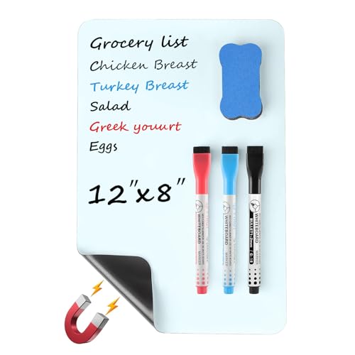 MaxGear Magnetic Blue Whiteboard for Fridge, 12 x 8 Inch, Markers Included - color: Blue, size: 12"x8"