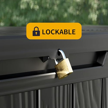 Outdoor Storage Box Waterproof, 320 Gallon Large Lockable Deck Box, Patio Storage Bin Bench for Pool Accessories Cushion Furniture, Garden Tools, UV-Resistant Outside Delivery Black
