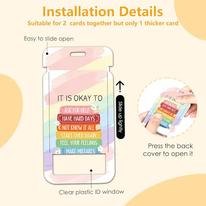 Inspirational Quote Badge Holder with Lanyard, Funny ID Badge Holder with Retractable Reel Clip and Keychain, Vertical Identity Card Cover Case Protector Gift for Women Nurse Teacher - color: Inspirational Quote-multicolor