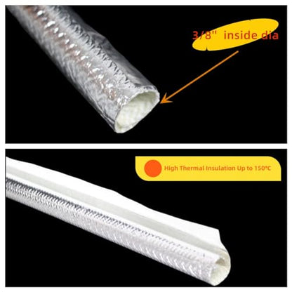 10mm - 3/8" Self-wrap Aluminum Heat Shield Sleeve Thermal Reflective Side Entry High Temperature for Hoses, Wire Harnesses, Cables, Automotive, Exhaust 39" (1 Meter) - size: 10mm - 3/8" Dia - 39" Long