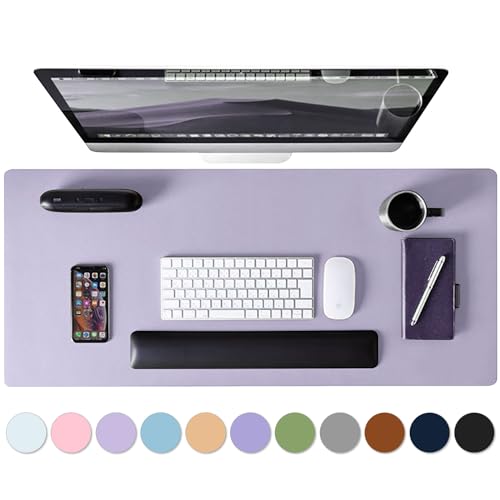 Leather Desk Pad Protector, Mouse Pad, Non-slip Computer Mat, PU Leather Office Mat for Home & Office, Waterproof Laptop Desk Blotter for Keyboard and Mouse, Violet Tulip (13.7''X23.6'') - color: Violettulip, size: 13.7''X23.6''