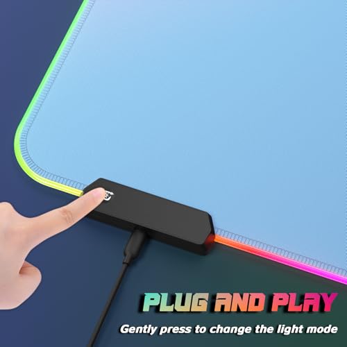 ITNRSIIET RGB Gaming Mouse Pad Full Desk XL Extended Large Gaming Mousepad 12 Lighting Modes, 30% Thicker, Big LED Desk Mat for Keyboard Men Gamers Esport Pros, 32" x 12",Gradient Blue Pink - color: Z-gradient Blue Pink