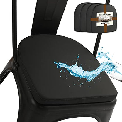 BUYUE 14" Metal Chair Cushions with Magnetic Set of 4, Luxury PU Leather Waterproof Anti-Slip Seat Pads for Kitchen Cafe Dining Bistro Stackable Chairs (U-Shape, Black, 4) - color: Black, style: U-shape-4 Pcs