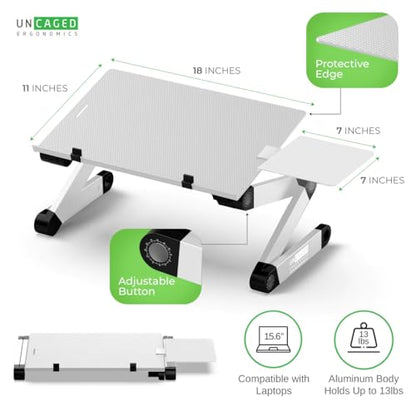 Uncaged Ergonomics Adjustable Keyboard Tray, Silver, Keyboard Tray, Ergonomic, Wrist Support, Portable, Universal, Aluminum - color: Silver