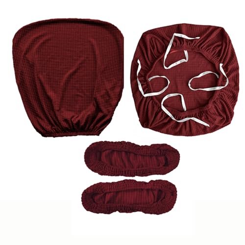 HAPPYDOG 4 Pcs Office Chair Covers Set Stretchable Protective Rotating Computer Chair Seat Covers with Armrest Covers (Red) - color: Red